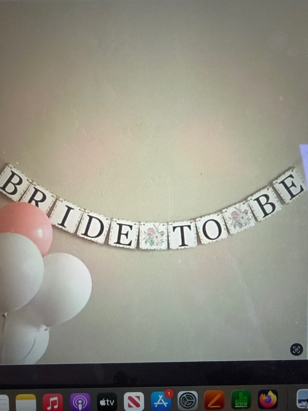White wood tile Bride to Be sign